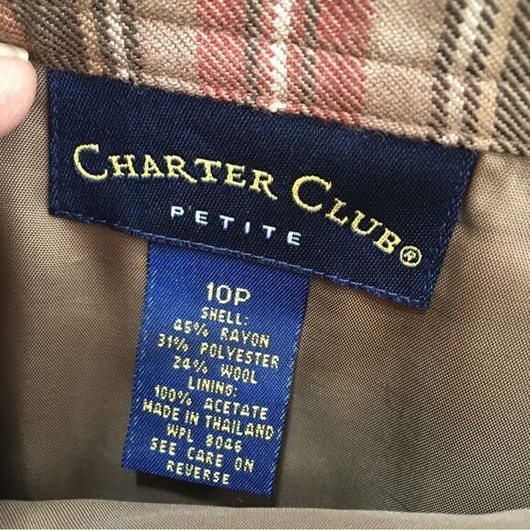 CHARTER CLUB WRAP SKIRT IN BROWN PLAID WOOL - Picture 5 of 6